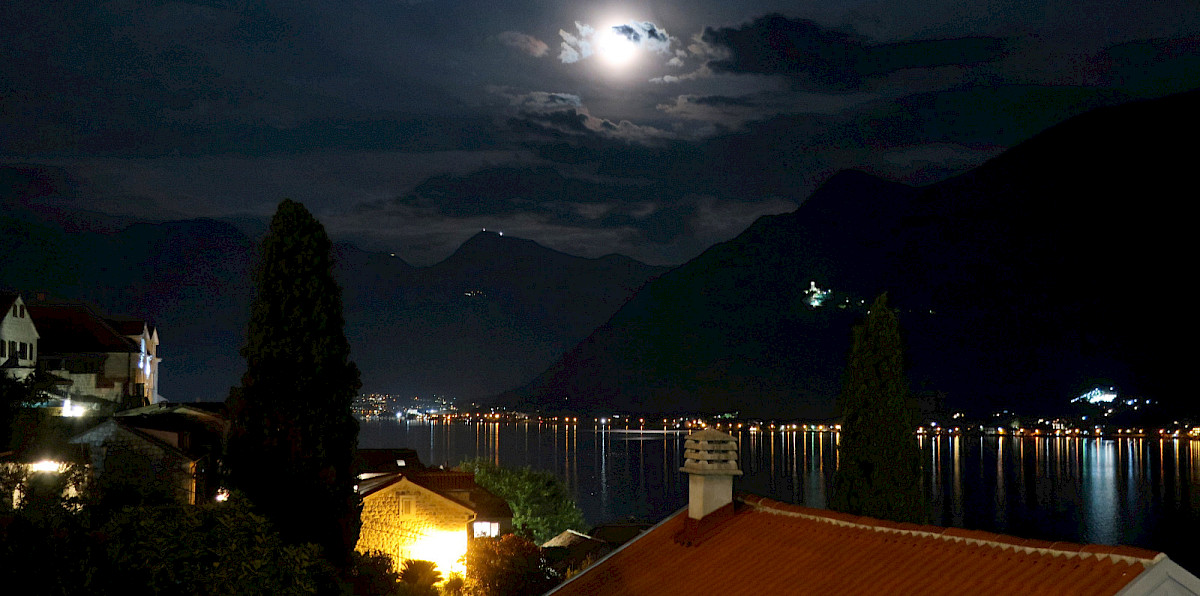 Perast and bay of Kotor by night